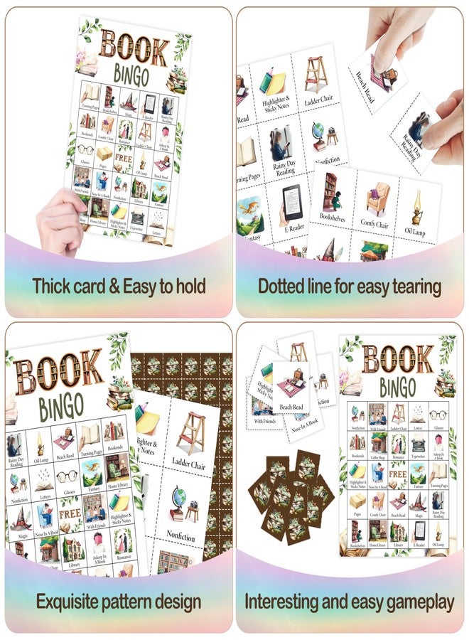 Mueddur Book Party Bingo Game Card, Bookish Bingo Set for Adults Large Group Family Friends, Book Club Reading Group Activities, Bookclub Meeting Icebreaker Games for 24 Players -23 - Image 3